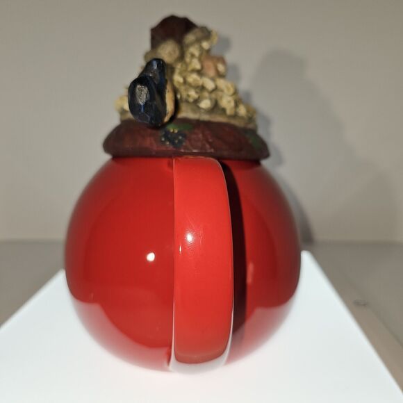 SANTA CLAUS Custom Christmas Teapot Springy Arms Holiday 8.5"x8" Red Ceramic - Picture 2 of 14